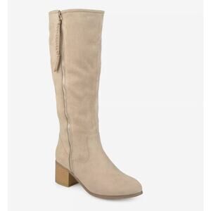 Journee Collection Sanora Knee High 7 NWT Tan Beige Heel Zip Western Tall